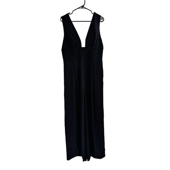 Helsi Zoe Black Plunge Neck Wide Leg Jumpsuit Size XL New - Picture 2 of 5